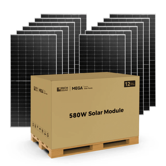 Rich Solar MEGA 580 Bifacial Solar Panel | 580W | TOPCon | 22.5% Efficiency | UL Certified | 25-Year Output Warranty - ShopSolar: Complete Solar Kits + Lifetime Customer Support