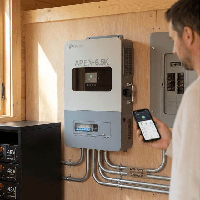 BigBattery APEX 6.5K Hybrid Off-Grid Inverter | 6,500W 120/240V Split-Phase | Dual MPPT 10kW | 48V | UL1741 | 5-Year Warranty - ShopSolar: Complete Solar Kits + Lifetime Customer Support