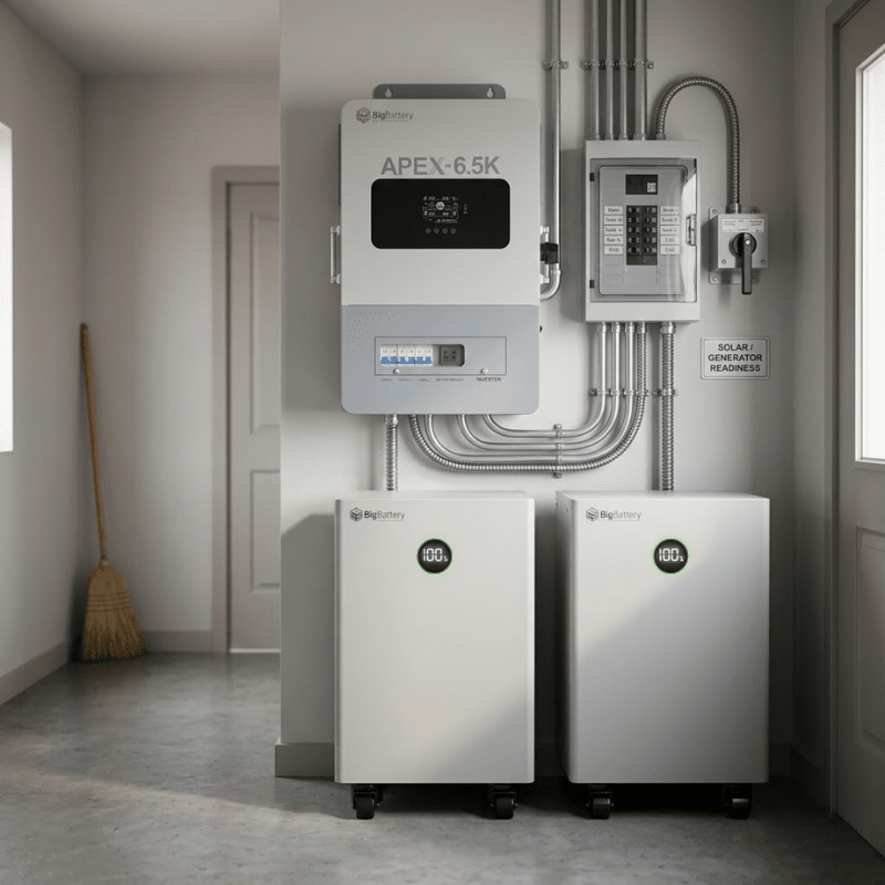 BigBattery NEXUS + APEX 6.5K Battery Storage Bundle [15kWh–45kWh] | Indoor Only | 10,000W PV Input / 6,500W AC Output | 5-Year Inverter + 12-Year Battery Warranty