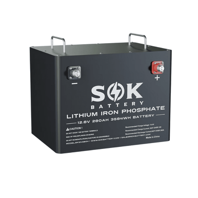 SOK 280Ah 12V LiFePO4 Deep Cycle Battery | Bluetooth + Built-In Heater | SK12V280H | 4,000–8,000 Cycles | 7-Year Warranty - ShopSolar.com