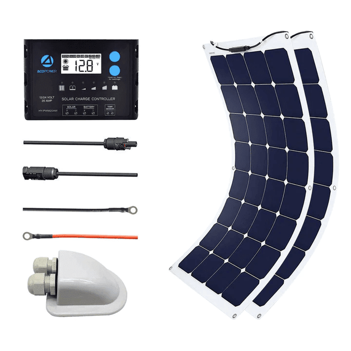 ACOPOWER 110W 12V Flexible Solar Panel Kit w/ 20A PWM Charge Controller - ShopSolar.com