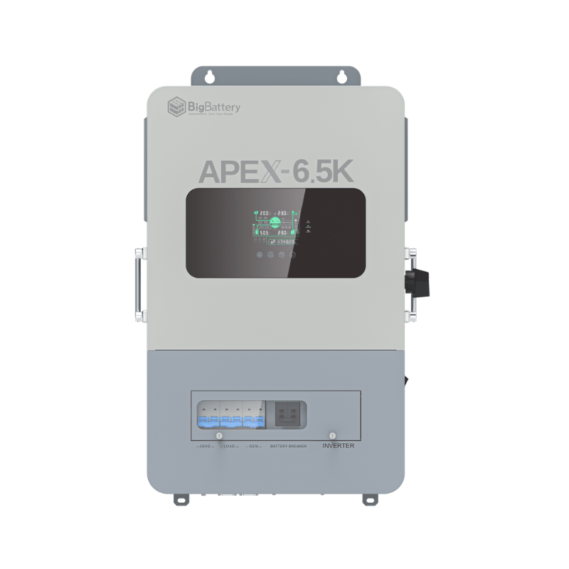 BigBattery APEX 6.5K Hybrid Off-Grid Inverter | 6,500W 120/240V Split-Phase | Dual MPPT 10kW | 48V | UL1741 | 5-Year Warranty - ShopSolar: Complete Solar Kits + Lifetime Customer Support