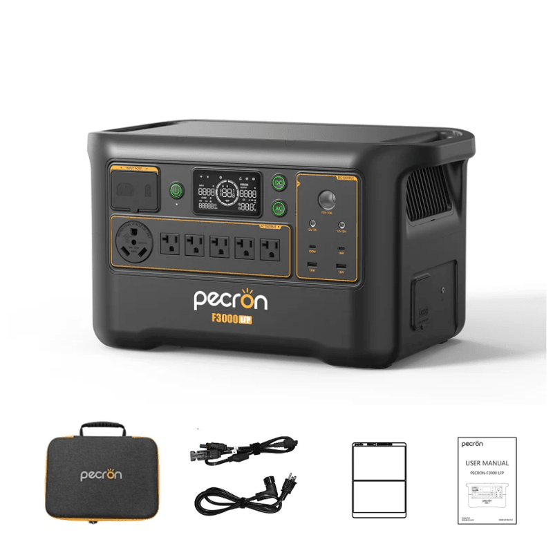 Pecron F3000 LFP Portable Power Station | 3,600W Inverter & 3,072Wh LiFePO4 | Fast Charging + Expandable | Solar & AC Recharge | 5-Year Warranty - ShopSolar: Complete Solar Kits + Lifetime Customer Support