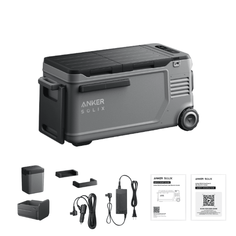 Anker SOLIX EverFrost 2 Portable Electric Cooler | 40L & 58L | Up to 4.3 Days Cooling | -4°F to 68°F | Solar & USB-C Rechargeable - ShopSolar: Complete Solar Kits + Lifetime Customer Support