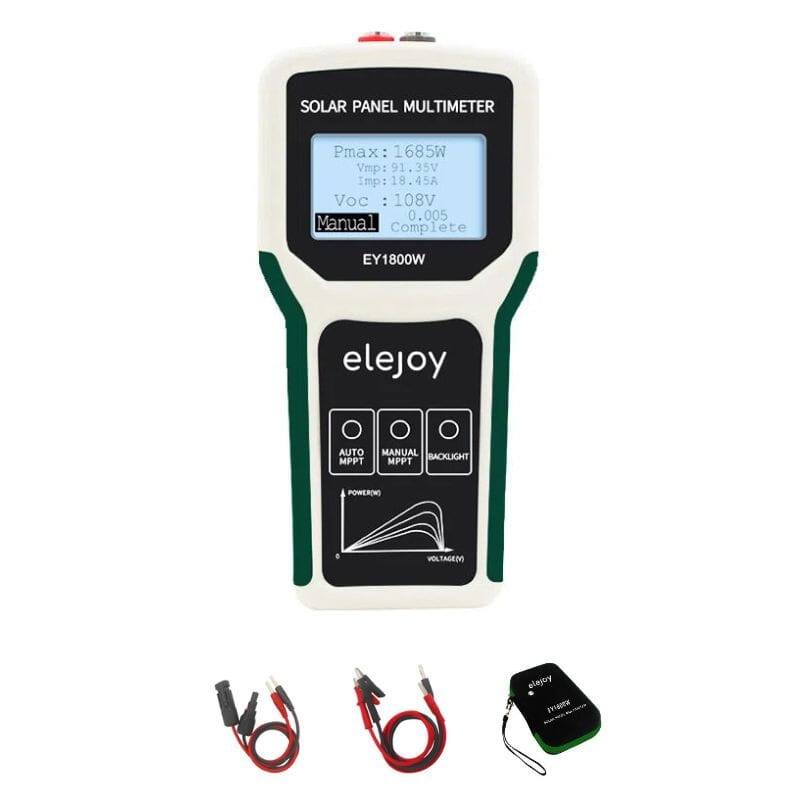 Elejoy 1800W MPPT Solar Panel Multimeter & Watt Meter | Portable PV Performance Tester | No Battery Required | Includes MC-4 & Alligator Clips