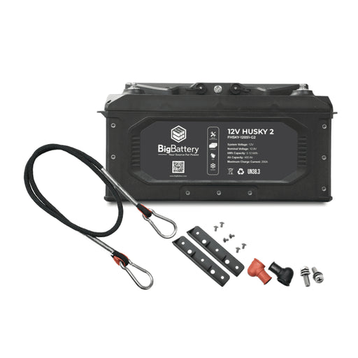 BigBattery 12V HUSKY 2 LiFePO4 Battery | 400Ah, 5.12kWh | Built-In BMS + Ring Terminal | 10-Year Warranty - ShopSolar.com