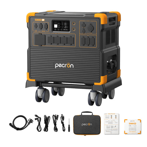 Pecron E3800LFP Portable Power Station | 4,200W 3,840Wh LiFePO4 | 3,000W Solar + 3,200W AC Fast Charging | UPS | Expandable | 3+2 Yr Warranty - ShopSolar: Complete Solar Kits + Lifetime Customer Support