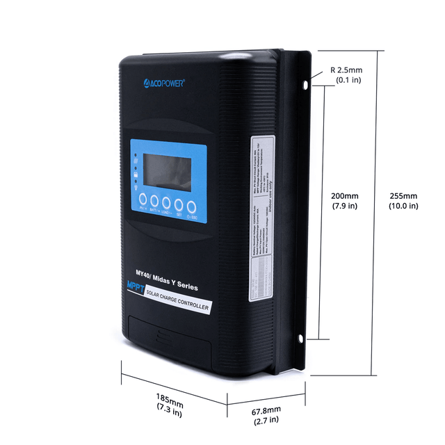 ACOPOWER Midas 40A MPPT Negative Ground Solar Panel Charge Controller LCD Display - ShopSolar.com