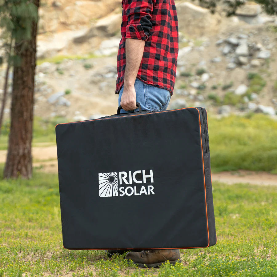 MEGA 200 Briefcase – 200 Watt 12V Portable Monocrystalline Solar Panel | Foldable Design + Kickstand | 25-Year Output Warranty - ShopSolar: Complete Solar Kits + Lifetime Customer Support