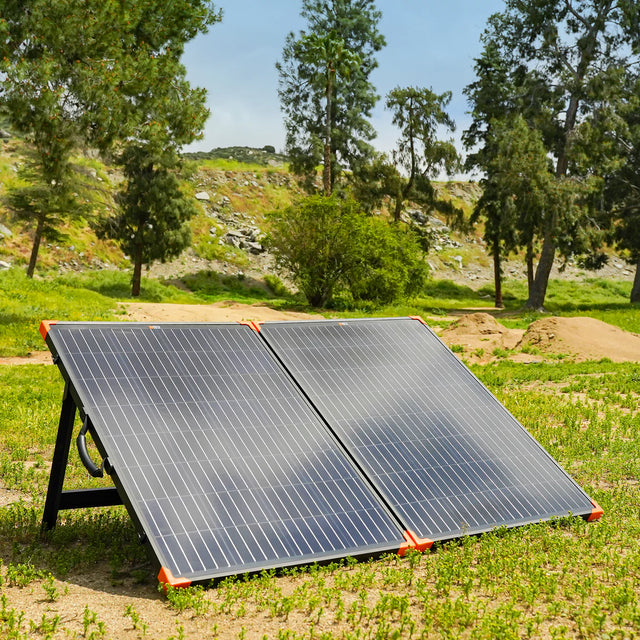 200 Watt Folding Solar Panel Suitcase | PV Connectors - Compatible w/ Bluetti, EcoFlow, Hysolis Solar Generators | 25-Year Warranty - ShopSolar.com