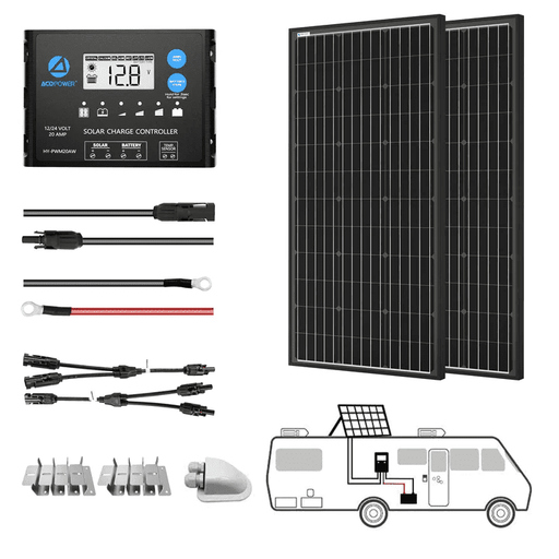 ACOPOWER 100W 12V Mono Solar RV Kits With Charge Controller + Choose Your Custom Bundle | Mono RV Solar Kit - ShopSolar.com