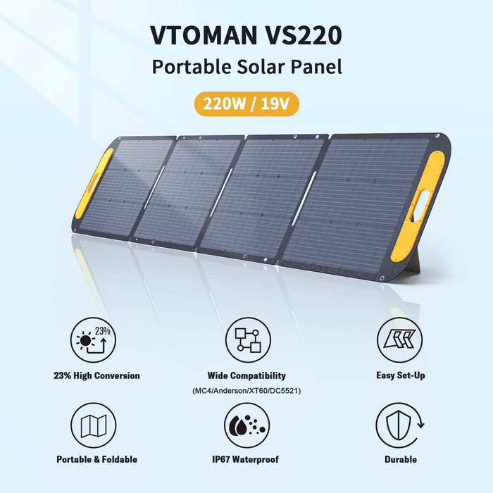VTOMAN 220W Portable Solar Panel - ShopSolar.com
