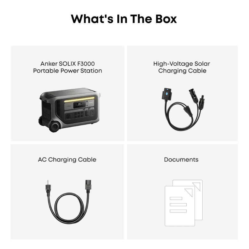 Anker SOLIX F3000 Portable Power Station | 3,072Wh / 3,600W | 2,400W Solar Input | Expandable to 12,288Wh | 5-Year Warranty - ShopSolar: Complete Solar Kits + Lifetime Customer Support
