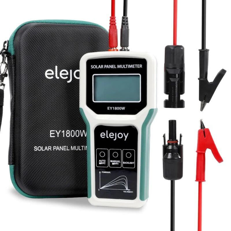 Elejoy 1800W MPPT Solar Panel Multimeter & Watt Meter | Portable PV Performance Tester | No Battery Required | Includes MC-4 & Alligator Clips