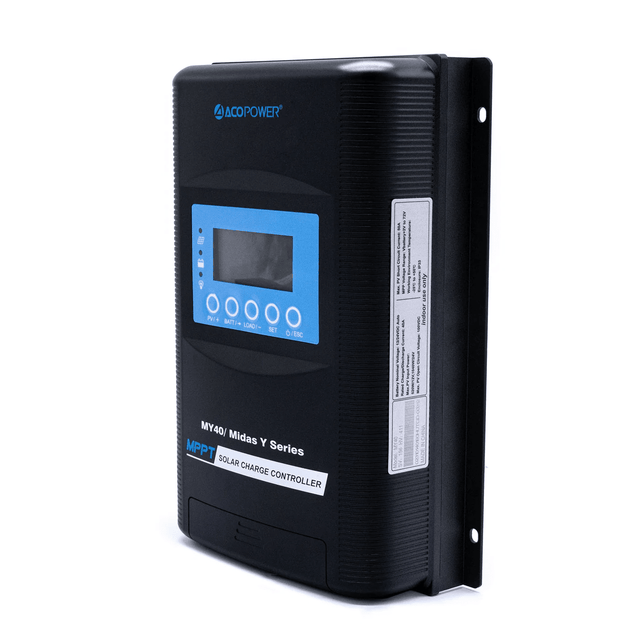 ACOPOWER Midas 40A MPPT Negative Ground Solar Panel Charge Controller LCD Display - ShopSolar.com