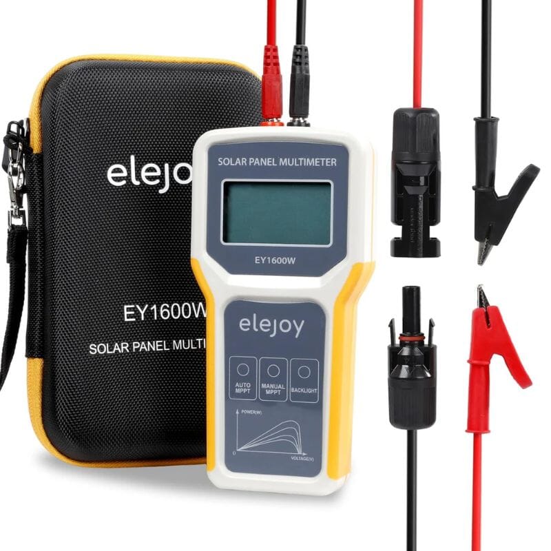 Elejoy 1600W MPPT Solar Panel Multimeter & Watt Meter | Portable PV Performance Tester | No Battery Required | Includes MC-4 & Alligator Clips