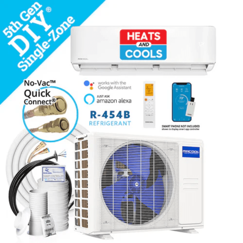 MRCOOL DIY 18,000 BTU 5th Gen Ductless Mini Split Heat Pump | 22.5 SEER2 | 230V | Heats & Cools Up to 750 Sq. Ft. | Smart Control + DIY Install | Lifetime Warranty - ShopSolar.com