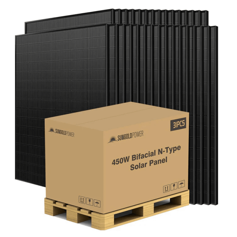Sungold Power 450W Bifacial Solar Panel Pallet (32 Panels) | UL61730 | N-Type Mono Solar Panels | 30-Year Warranty - ShopSolar: Complete Solar Kits + Lifetime Customer Support
