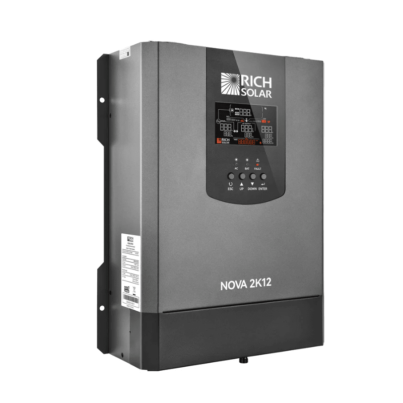 Rich Solar NOVA 2K12 | 2,000W 12V Pure Sine Inverter w/ Transfer Switch | UL458 | 91% Efficiency | RS232/485 | 2-Year Warranty - ShopSolar: Complete Solar Kits + Lifetime Customer Support