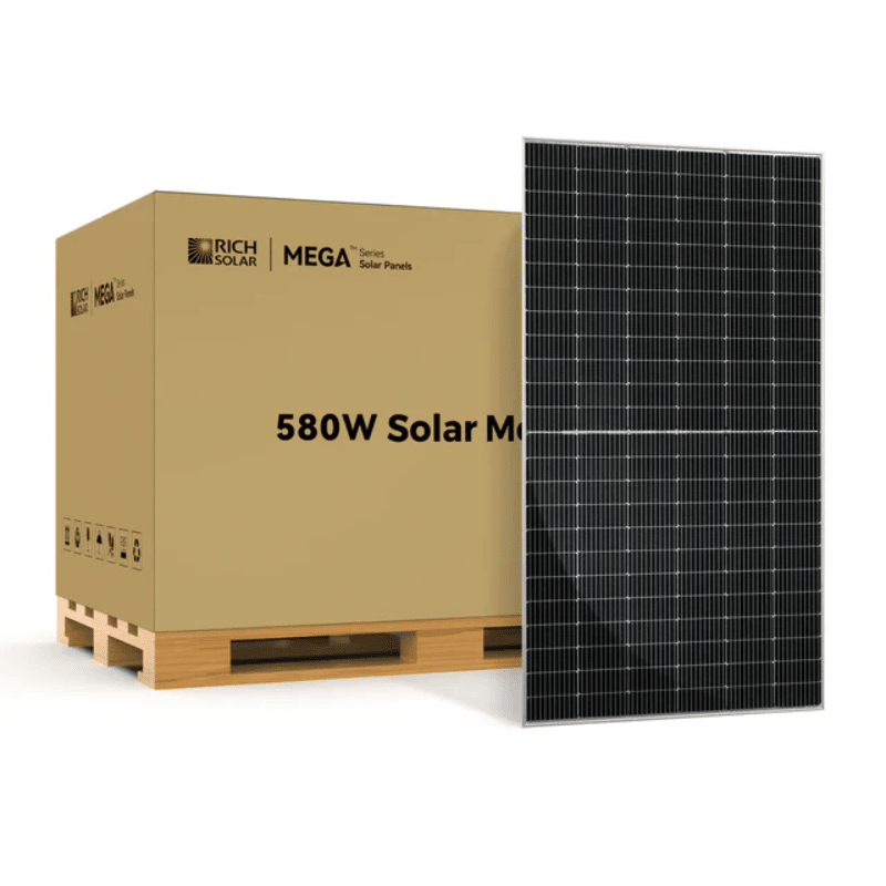 Rich Solar MEGA 580 Bifacial Solar Panel | 580W | TOPCon | 22.5% Efficiency | UL Certified | 25-Year Output Warranty - ShopSolar: Complete Solar Kits + Lifetime Customer Support