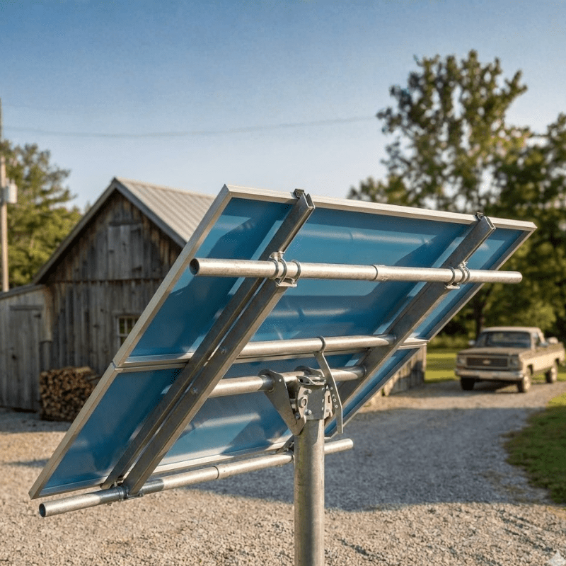 Tamarack Solar Top of Pole Mount for 2 Modules | 4" Sch 40/80 Pole | 10°–60° Tilt | Up to 45.5" Wide | TTP-A-2-93 - ShopSolar: Complete Solar Kits + Lifetime Customer Support