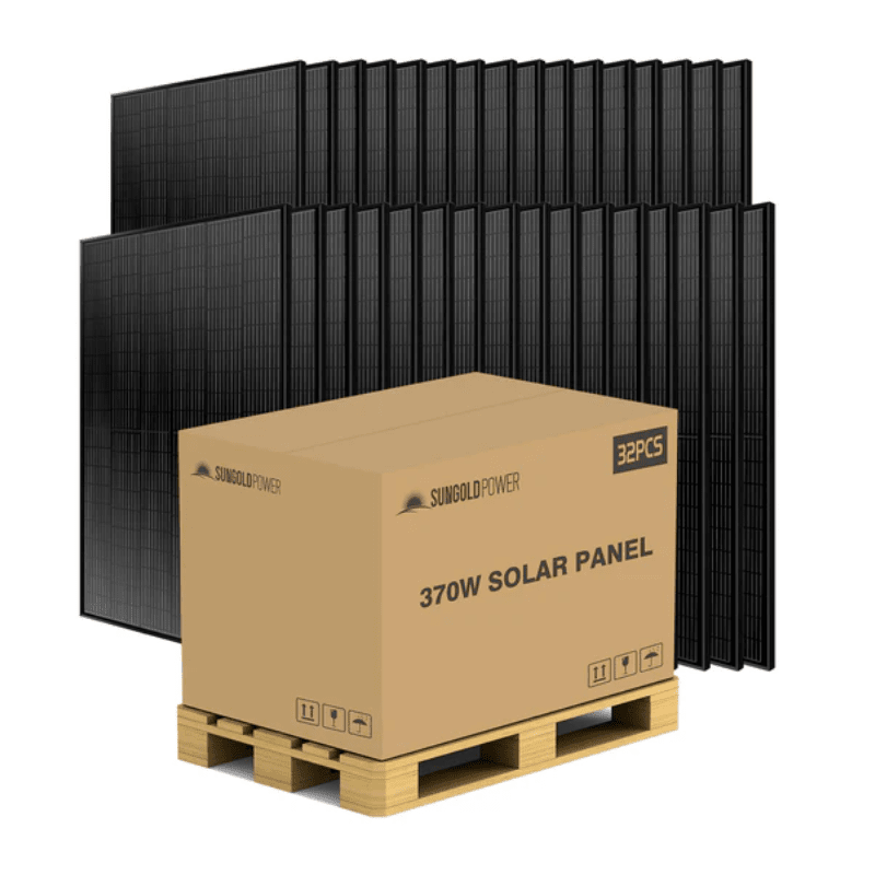 Sungold Power 370W Mono Black PERC Solar Panel Pallet (32 Panels) | UL61730 | PERC Mono Half-Cell Solar Panels | 12-Year Warranty - ShopSolar: Complete Solar Kits + Lifetime Customer Support