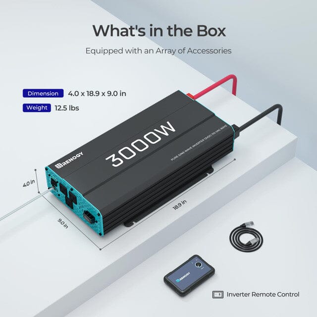 Renogy 3000W 12V Pure Sine Wave Inverter - ShopSolar.com