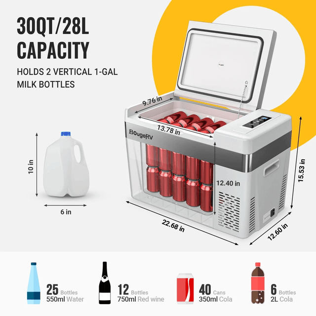 Bouge RV 12V 30 Quart (28L) Portable Fridge - ShopSolar.com