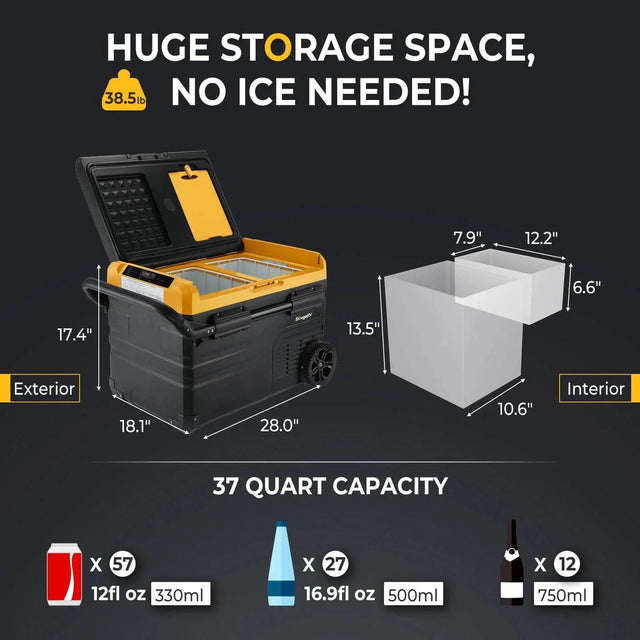 BougeRV CR35 37 Quart (35L) Portable Fridge Freezer - ShopSolar.com