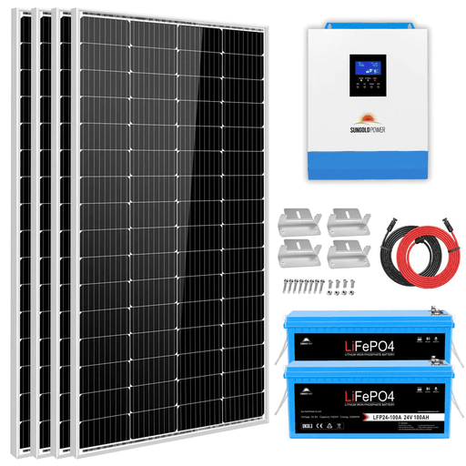 SunGold Power - Off-Grid Solar Kit 3,000W 24V Inverter 120V Output Lithium Battery 800 Watt Solar Panel SGKT-3PRO - ShopSolar.com