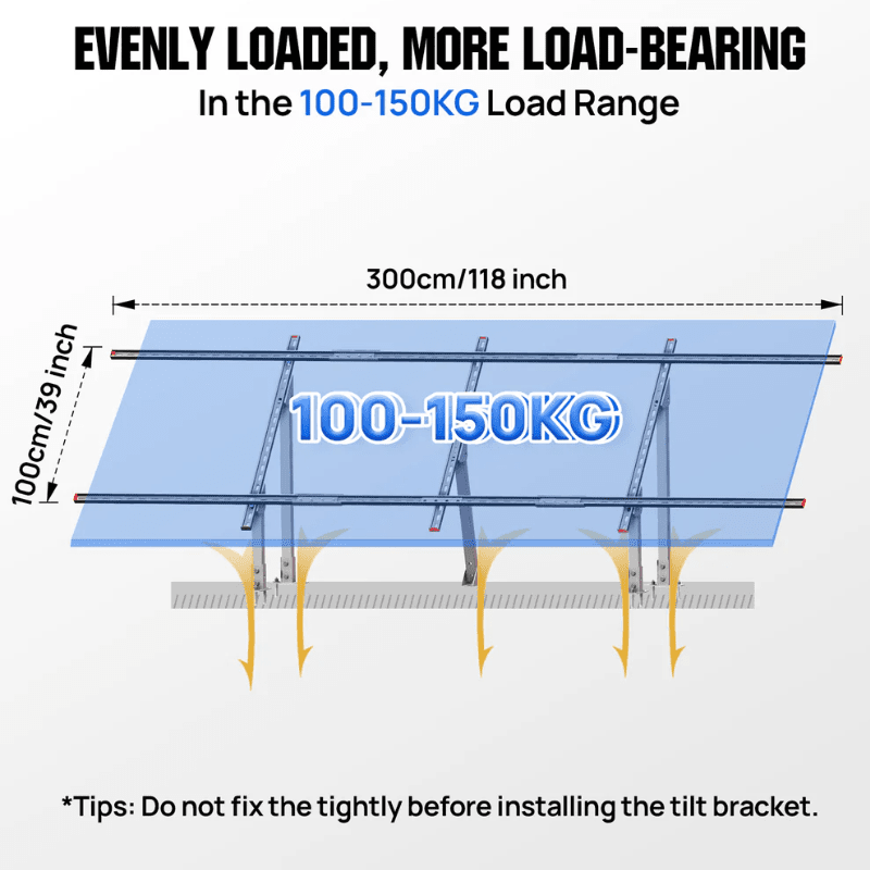 Eco-Worthy Adjustable Solar Panel Mounting Brackets | Fits 5–8 Panels | 18°–60° Tilt | Up to 330 lbs Load | DIY Ground or Flat Roof Mount - ShopSolar: Complete Solar Kits + Lifetime Customer Support