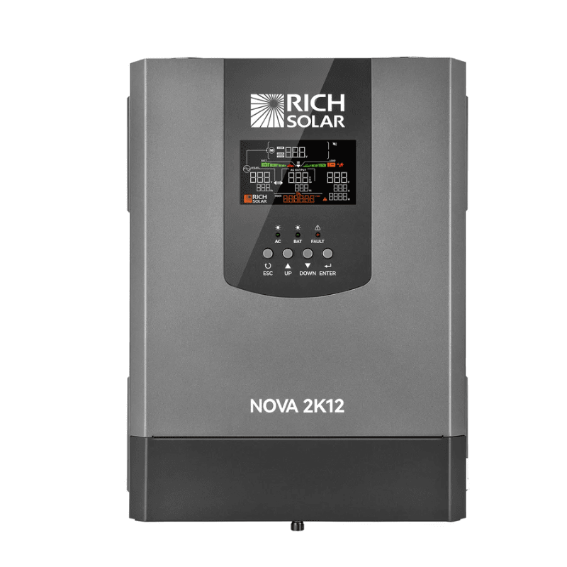 Rich Solar NOVA 2K12 | 2,000W 12V Pure Sine Inverter w/ Transfer Switch | UL458 | 91% Efficiency | RS232/485 | 2-Year Warranty - ShopSolar: Complete Solar Kits + Lifetime Customer Support