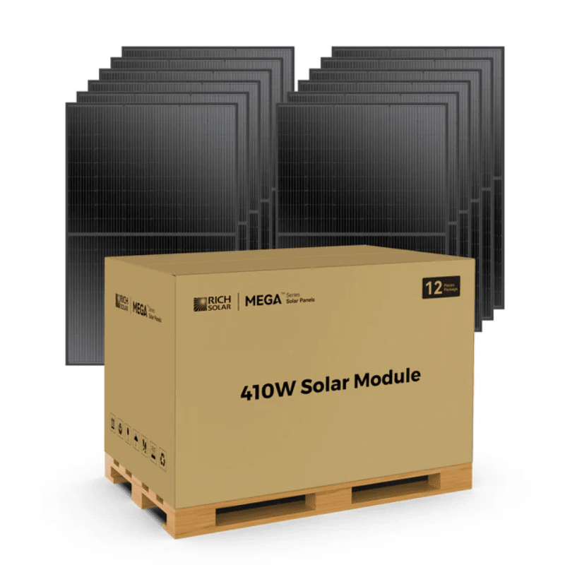 Rich Solar MEGA 410 | 410W Mono PERC Solar Panel | 24V Nominal | 1,500V System | UL Certified | 25-Year Output Warranty - ShopSolar: Complete Solar Kits + Lifetime Customer Support