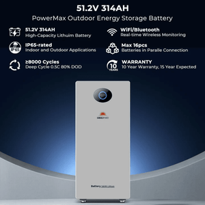 Sungold Power PowerMax 314 Outdoor LiFePO4 Battery | 51.2V 314Ah (16.07kWh) | IP65 | UL1973 & UL9540A | WiFi/Bluetooth | 10-Year Warranty - ShopSolar: Complete Solar Kits + Lifetime Customer Support