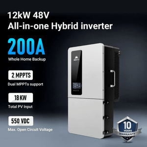 SunGold Power 12kW 48V All-in-One Hybrid Inverter | 200A Whole-Home Backup | 18kW PV Input | Split-Phase + 3-Phase | SGS-12K18MAX - ShopSolar: Complete Solar Kits + Lifetime Customer Support