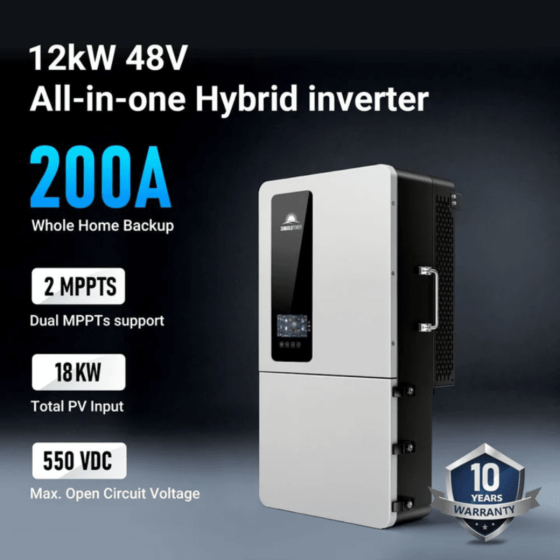 SunGold Power 12kW 48V All-in-One Hybrid Inverter | 200A Whole-Home Backup | 18kW PV Input | Split-Phase + 3-Phase | SGS-12K18MAX - ShopSolar: Complete Solar Kits + Lifetime Customer Support