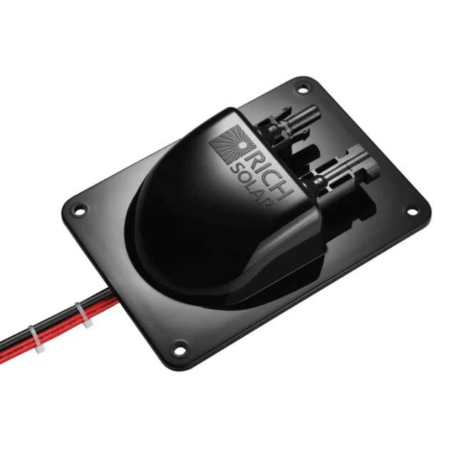 Rich Solar Cable Entry Plate for Solar Panels | 8AWG (37.7A) or 10AWG (23.7A) Tin-Plated Copper Wires | UL-Listed MC4 | IP68 Waterproof  | Flame-Retardant PP Housing - ShopSolar.com