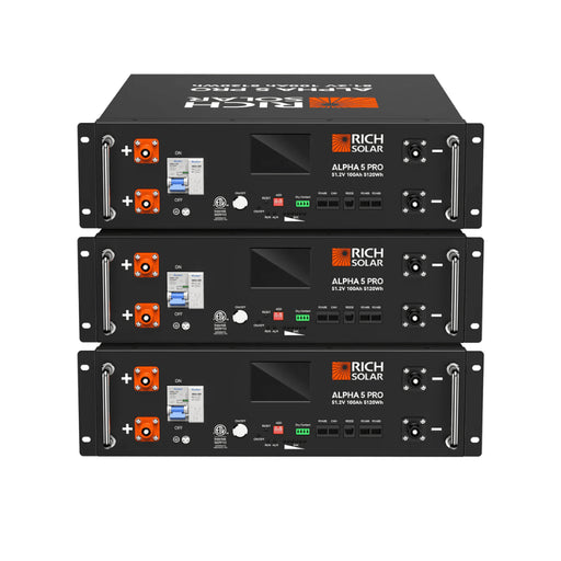 Rich Solar ALPHA 5 PRO Server Rack Battery | 51.2V 100Ah LiFePO4 Battery | 7,000 Lifetime Cycles | 10 Year Warranty | UL1973, UL9540A Certified