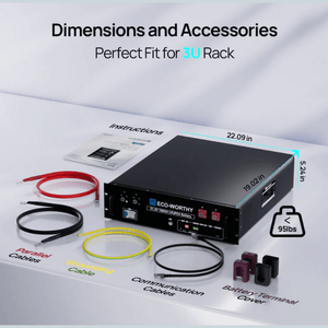EcoWorthy 5.12kWh 51.2V Server Rack Battery | 3U | w/ Bluetooth & WiFi | 10-Year Warranty - ShopSolar: Complete Solar Kits + Lifetime Customer Support