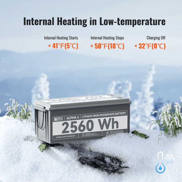 Rich Solar 24V 100Ah LiFePO4 Lithium Iron Phosphate Battery w/ Internal Heating and Bluetooth Function | ALPHA 4 | ALPHA 4 LITE - ShopSolar.com