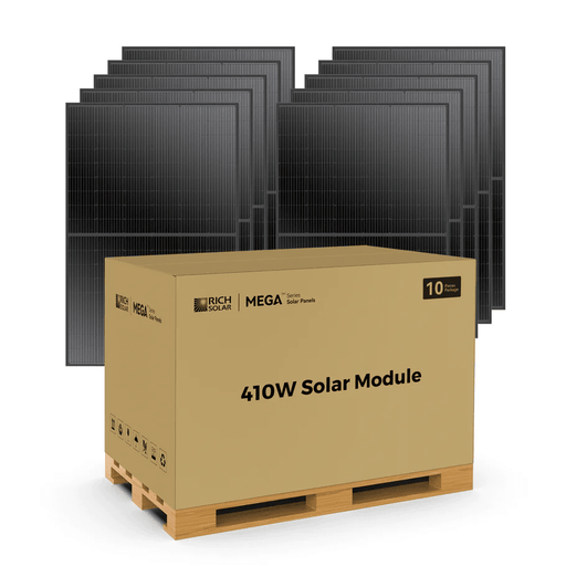 Rich Solar MEGA 410 Watt Monocrystalline Solar Panel | High Efficiency | Black Mono-facial Module | Grid-Tie | Off-Grid | Tier 1 - ShopSolar.com