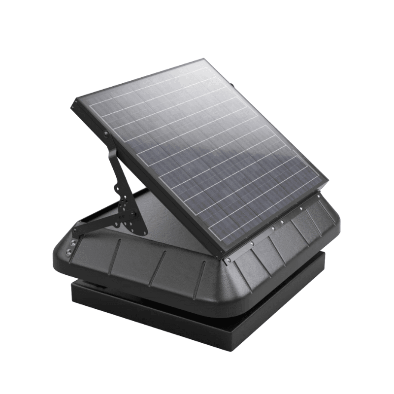 Sunrise Solar Attic Fan - Tilting Panel | 45W | Adjustable Solar Panel | Flat or Curb Base Options | 25-Year Warranty - ShopSolar: Complete Solar Kits + Lifetime Customer Support
