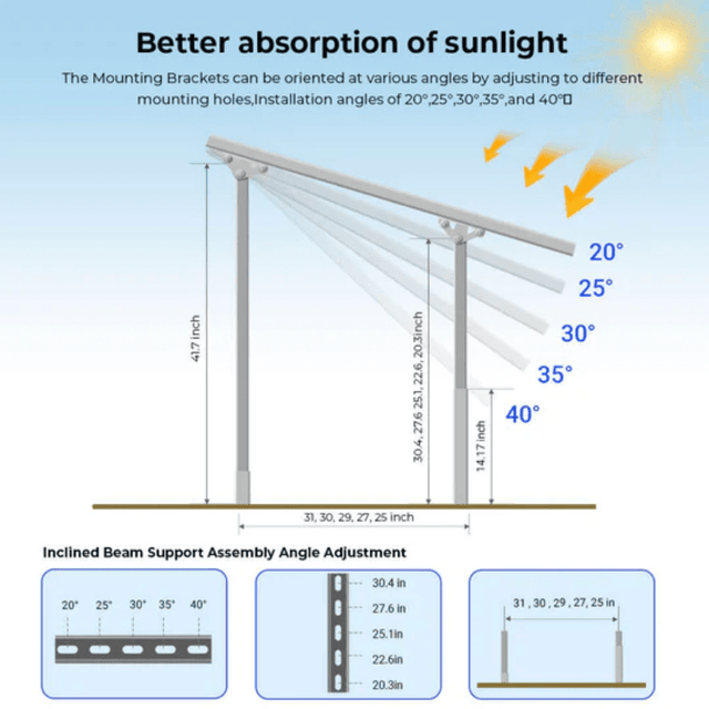 Sungold Power Modular Ground Mount Brackets for 2× 400W–590W Solar Panels | Heavy-Duty Steel | Adjustable Tilt 20°–40° | Expandable Rack System - ShopSolar: Complete Solar Kits + Lifetime Customer Support
