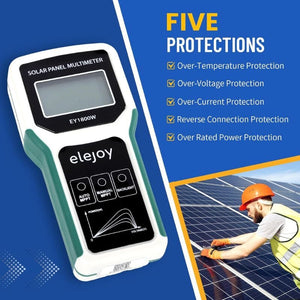 Elejoy 1800W MPPT Solar Panel Multimeter & Watt Meter | Portable PV Performance Tester | No Battery Required | Includes MC-4 & Alligator Clips