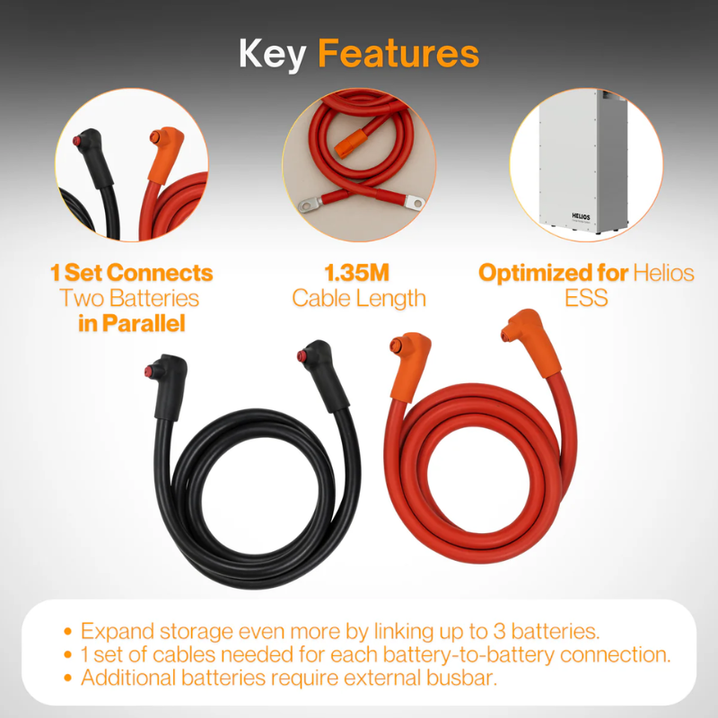 Discover HELIOS ESS Parallel Battery Cable Set | 2/0 AWG 1.35m + CAT6 | Connect Up to 3 Batteries | 950-0068 - ShopSolar: Complete Solar Kits + Lifetime Customer Support
