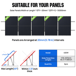 Eco-Worthy Adjustable Solar Panel Mounting Brackets | Fits 5–8 Panels | 18°–60° Tilt | Up to 330 lbs Load | DIY Ground or Flat Roof Mount - ShopSolar: Complete Solar Kits + Lifetime Customer Support