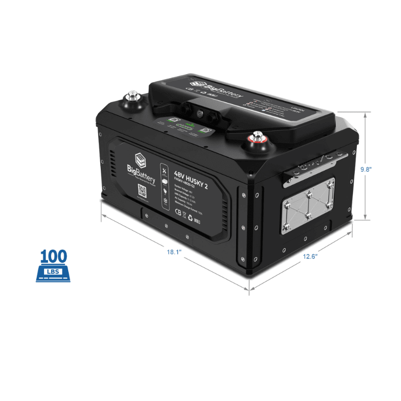 BigBattery HUSKY 2 PWR | 48V 5.12kWh LiFePO4 Battery | High Power | IP65 | Self-Heating | Golf Cart, UTV & Utility Ready | 10-Year Warranty - ShopSolar: Complete Solar Kits + Lifetime Customer Support