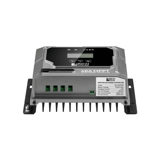 Rich Solar Bravo 40A MPPT Solar Charge Controller | 12V/24V Auto-Detect | LCD Display | 5-Year Warranty - ShopSolar.com