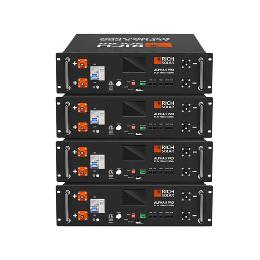 Rich Solar ALPHA 5 PRO Server Rack Battery | 51.2V 100Ah LiFePO4 Battery | 7,000 Lifetime Cycles | 10 Year Warranty | UL1973, UL9540A Certified