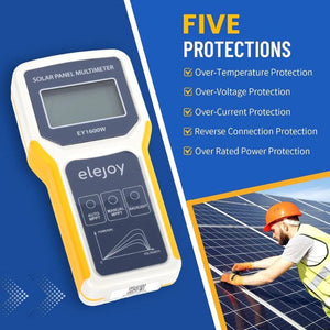 Elejoy 1600W MPPT Solar Panel Multimeter & Watt Meter | Portable PV Performance Tester | No Battery Required | Includes MC-4 & Alligator Clips